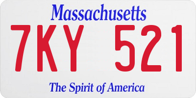 MA license plate 7KY521