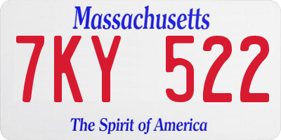 MA license plate 7KY522