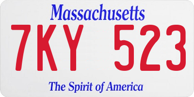 MA license plate 7KY523