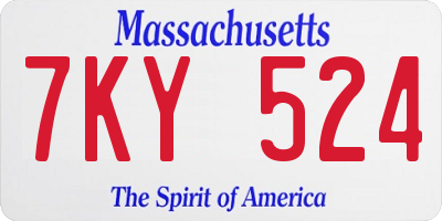 MA license plate 7KY524