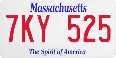 MA license plate 7KY525