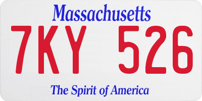 MA license plate 7KY526