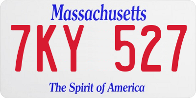 MA license plate 7KY527