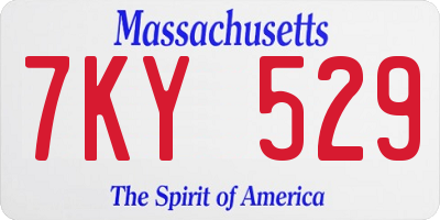 MA license plate 7KY529