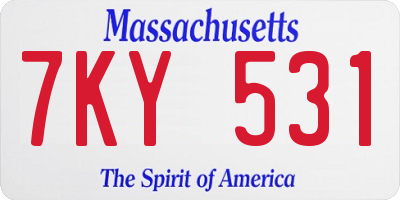 MA license plate 7KY531