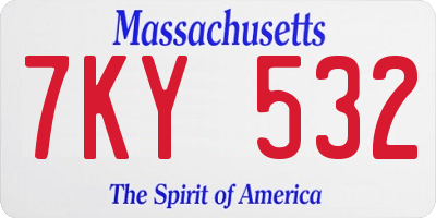 MA license plate 7KY532