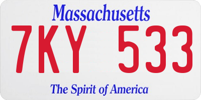 MA license plate 7KY533
