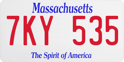 MA license plate 7KY535