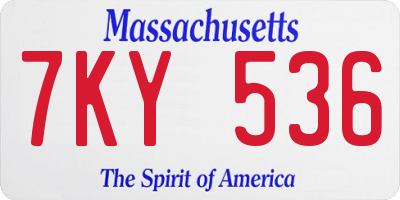 MA license plate 7KY536