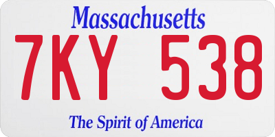 MA license plate 7KY538
