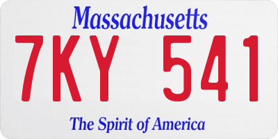 MA license plate 7KY541