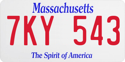 MA license plate 7KY543