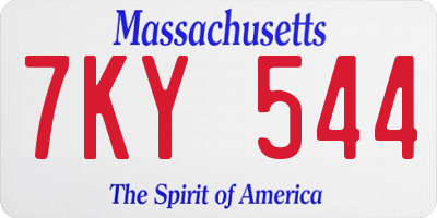 MA license plate 7KY544