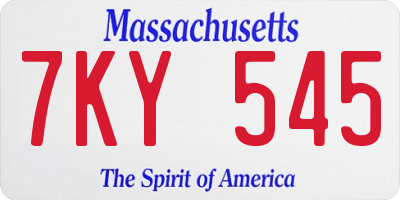 MA license plate 7KY545