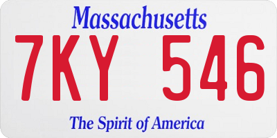 MA license plate 7KY546