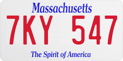 MA license plate 7KY547