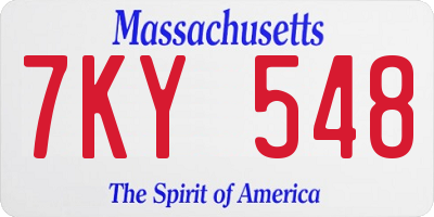 MA license plate 7KY548