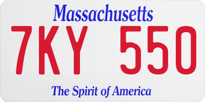 MA license plate 7KY550