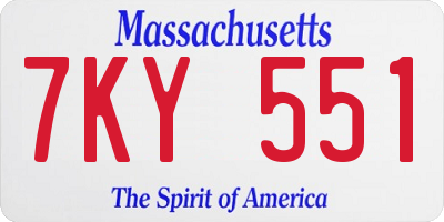 MA license plate 7KY551