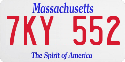 MA license plate 7KY552