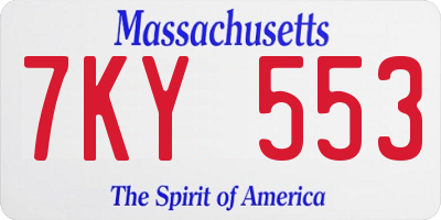 MA license plate 7KY553