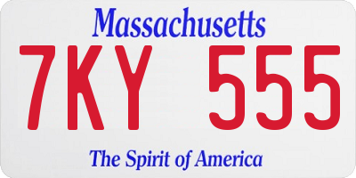 MA license plate 7KY555