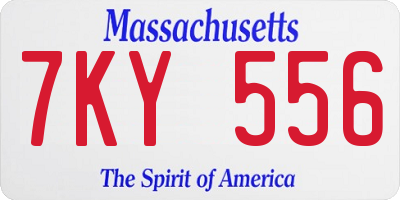 MA license plate 7KY556