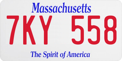 MA license plate 7KY558