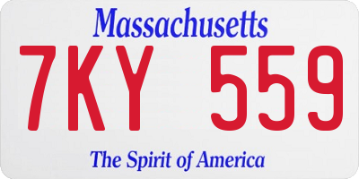 MA license plate 7KY559