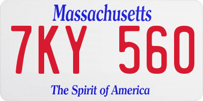 MA license plate 7KY560