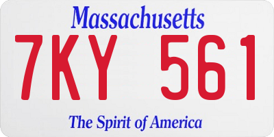 MA license plate 7KY561