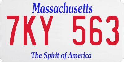 MA license plate 7KY563