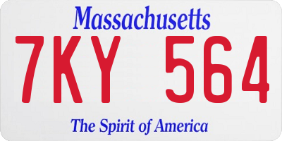 MA license plate 7KY564