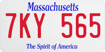 MA license plate 7KY565
