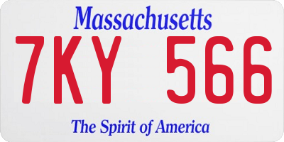 MA license plate 7KY566