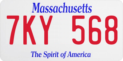 MA license plate 7KY568