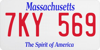 MA license plate 7KY569