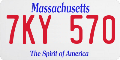 MA license plate 7KY570