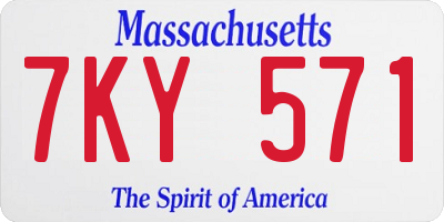 MA license plate 7KY571