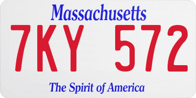MA license plate 7KY572
