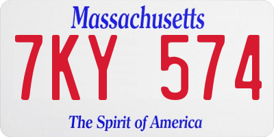MA license plate 7KY574