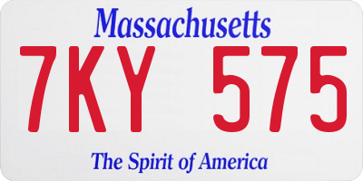 MA license plate 7KY575