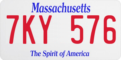 MA license plate 7KY576