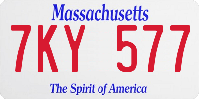MA license plate 7KY577