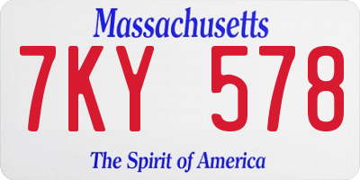 MA license plate 7KY578