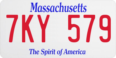 MA license plate 7KY579