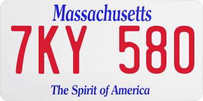 MA license plate 7KY580