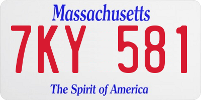 MA license plate 7KY581