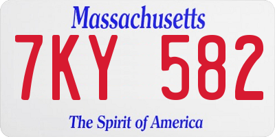 MA license plate 7KY582