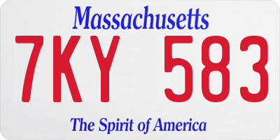 MA license plate 7KY583